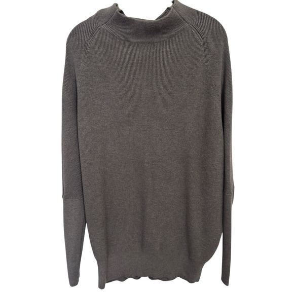 Bluivy Charcoal Gray Cowl Neck Ribbed Sweater Oversized Dolman Sleeve Sz M/L - Picture 2 of 5